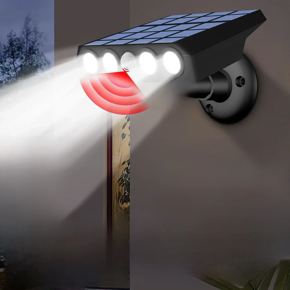 LED Solar Wall Light para Paisagem Exterior, Lâmpada ao ar livre, Refletor impermeável, Iluminação