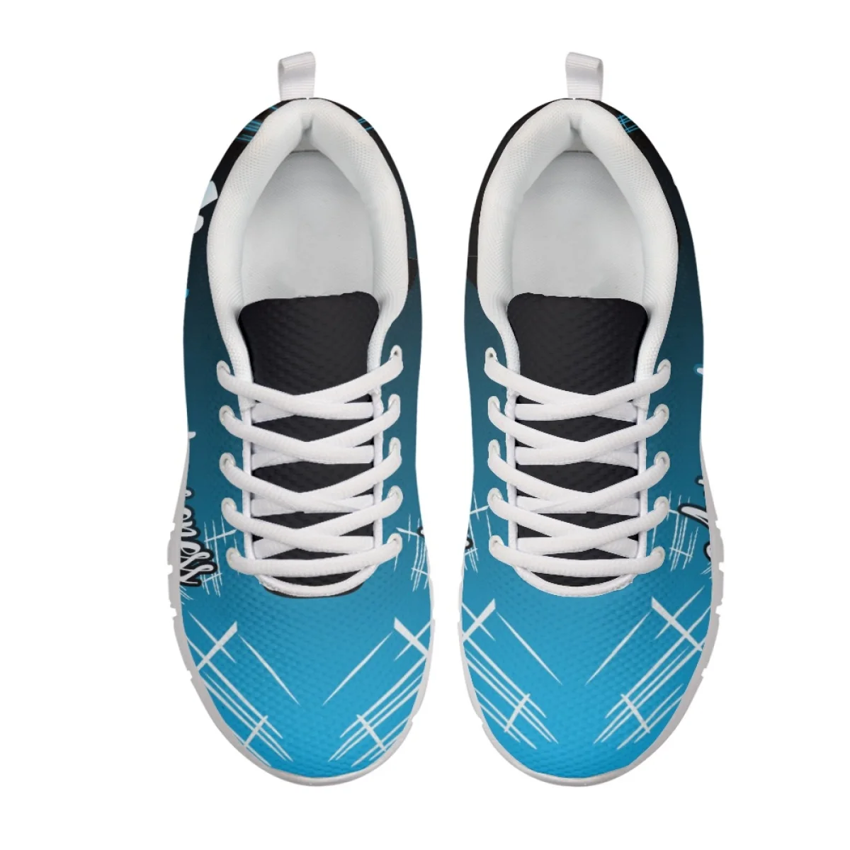 INSTANTARTS Autism Awareness Blue Design Lace-up Sneakers for Women Lightweight Non-Slip Running Shoes Outdoor Casual Flats Gift