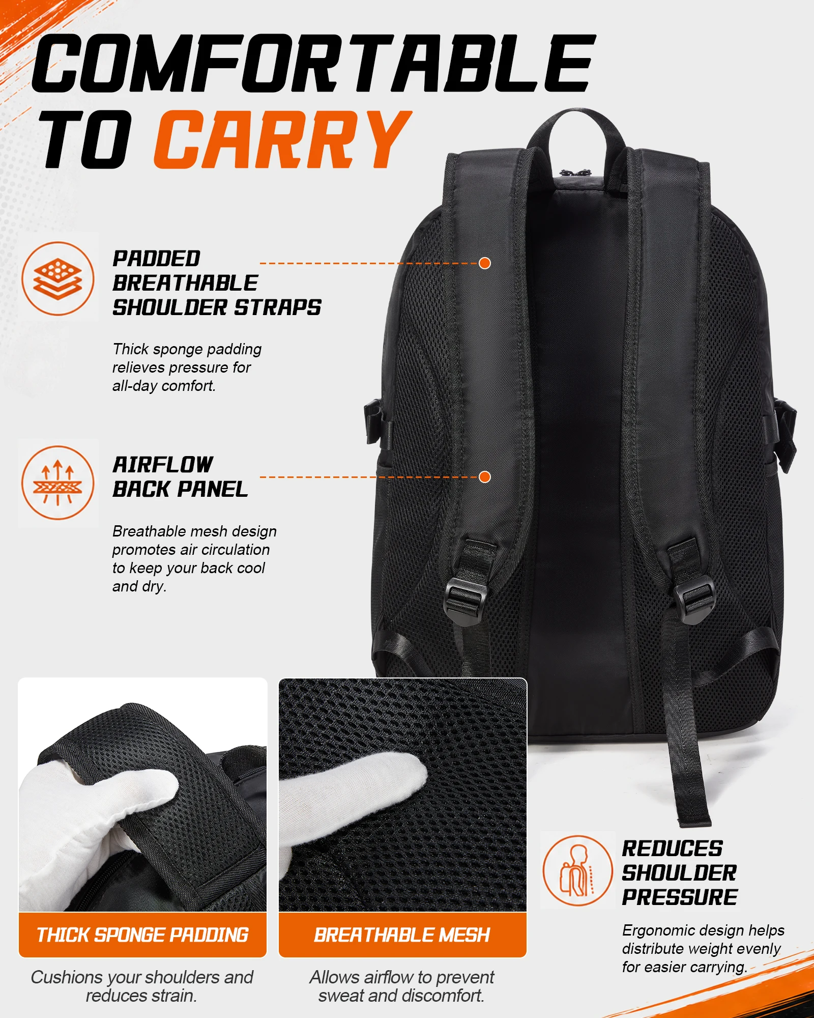 Großer Basketball-Rucksack, Fußballtasche mit Ballfach und Schuhfach, Sportrucksack mit Tasche für Wasserflaschen – Detail 5