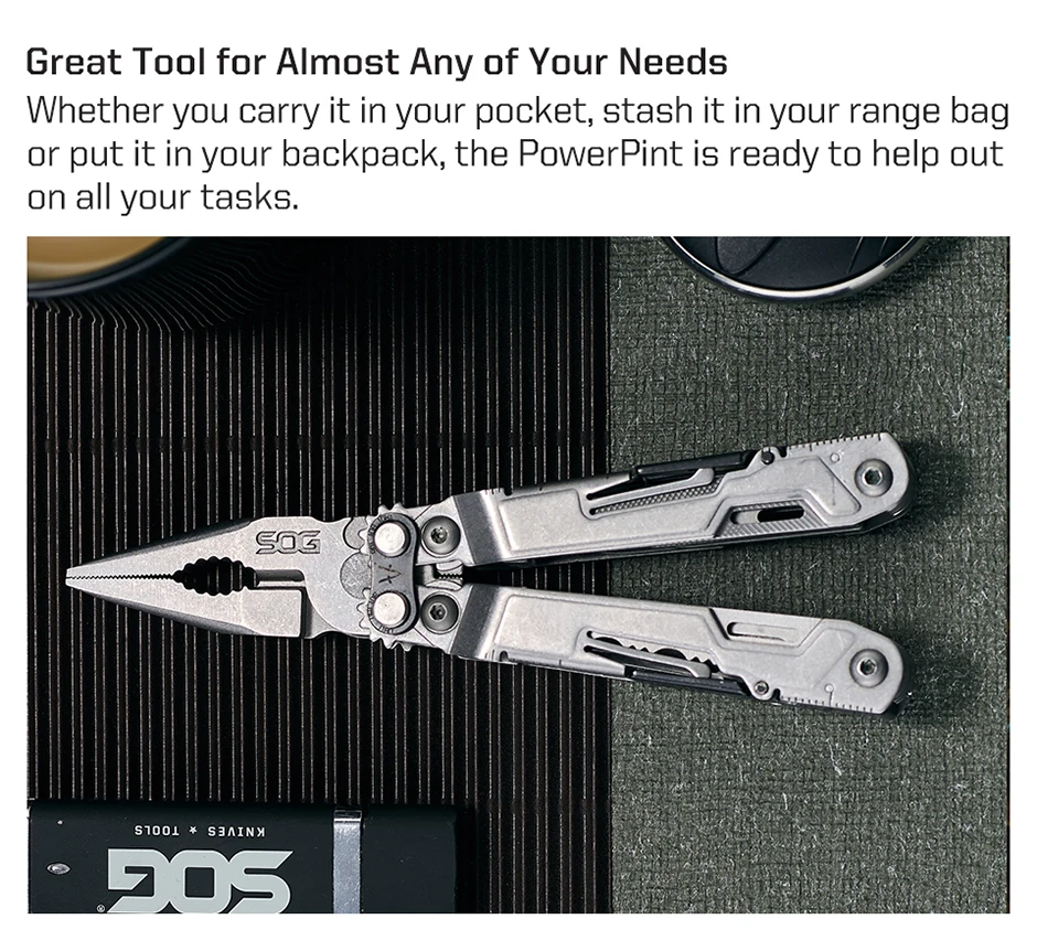 SOG 18-in-1 Taschen-Multitool für Fahrräder, EDC Tragbares Multifunktionswerkzeug mit Faltbarer Zange und Schraubendreher, Notfall-Reparaturwerkzeuge für Fahrräder – Detail 7