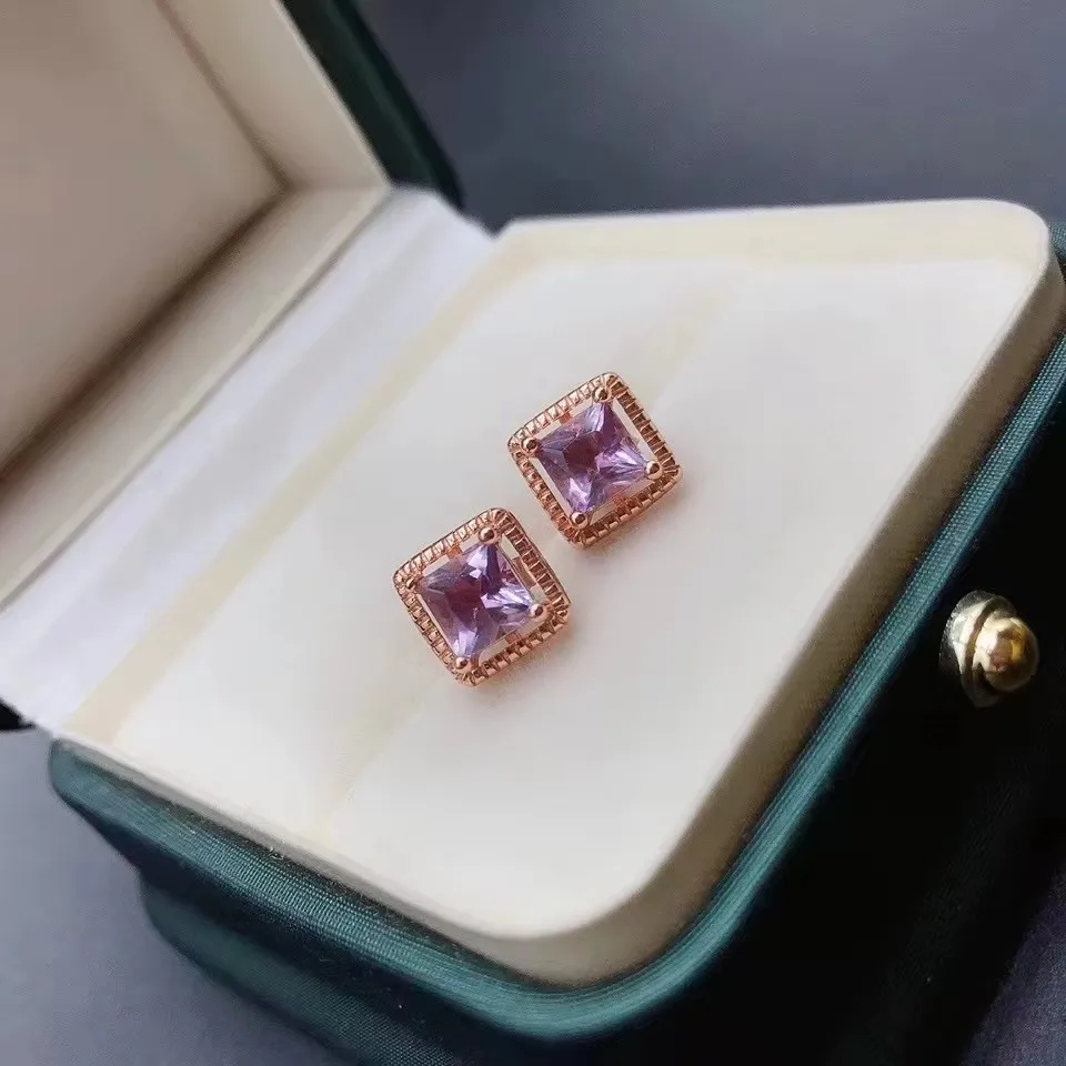 KJJEAXCMY Brand Boutique Jewelry 925 Sterling Silver Natural Amethyst Women's Earrings Handmade for Girls' Birthday Party Gifts. - view 3