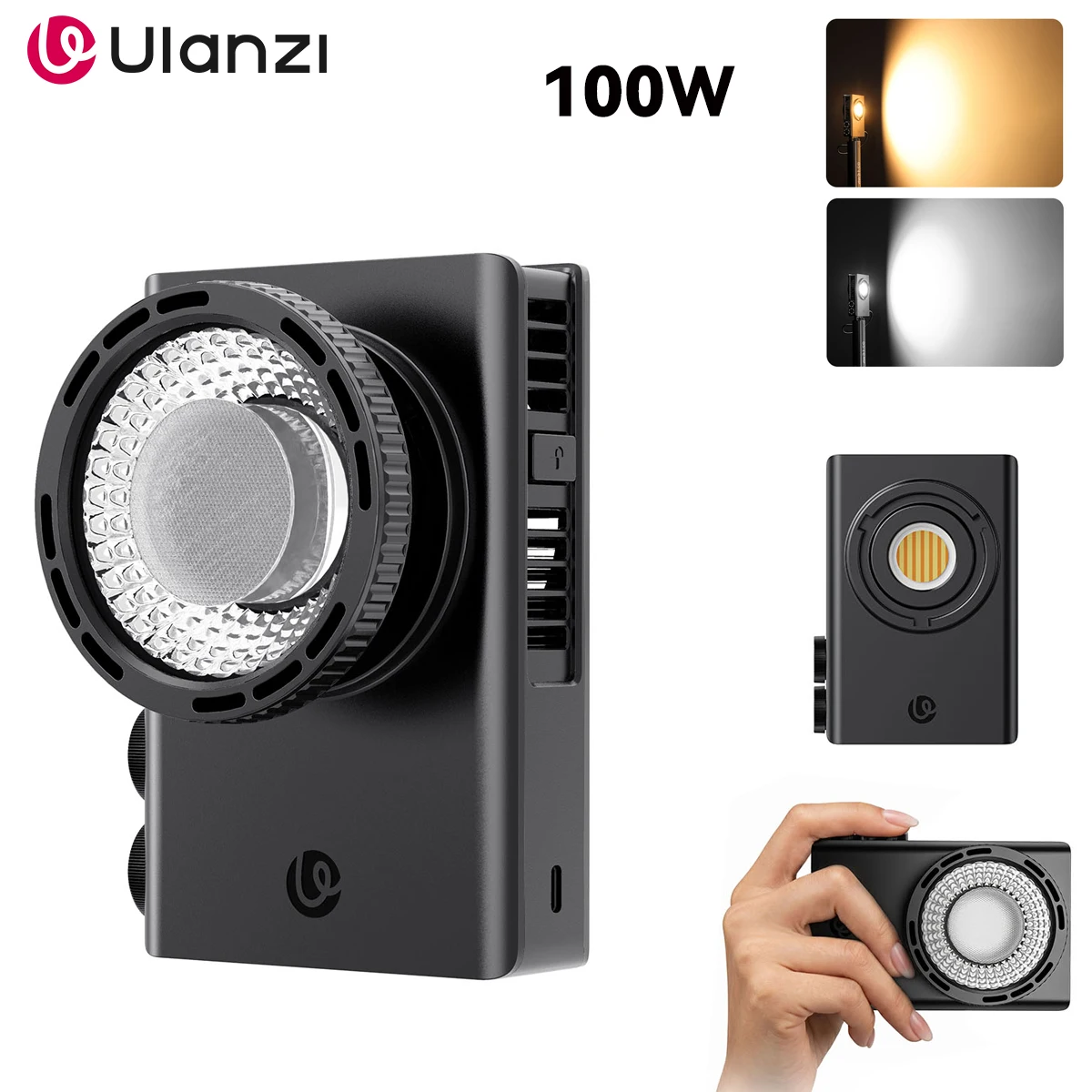 Фотосветильник Ulanzi 100W с конденсаторной линзой, 2700K-6500K, 96+ светодиодов, портативный COB-светильник для фото- и видеосъемки