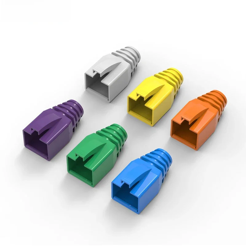 (50 pièces/paquet) bottes de câble réseau RJ45 en plastique 7.5-8.0mm manchon de Protection anti-traction pour Protection de prise modulaire Cat6A Cat7