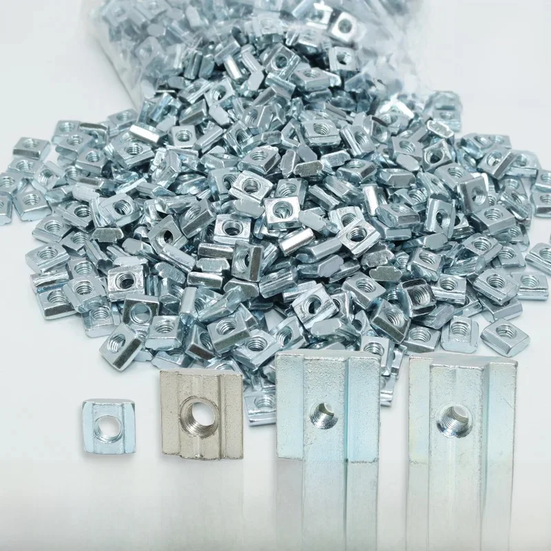 100p/lot Nakrętka kwadratowa T Block M3 M4 M5 M6 M8 Nakrętka młotkowa przesuwna T-Track do profilu aluminiowego 20 30 40 45 Złącze szczelinowe Akcesorium — zdjęcie 2