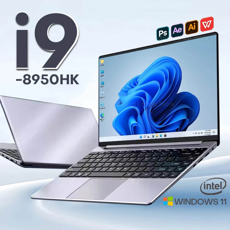 2025 portátil i9 PC ordenador portátil Windows 11 Pro Intel Core i9 8950HK 16GB 1TB portátil para juegos Dual-Band WiFi 6 Core portátiles