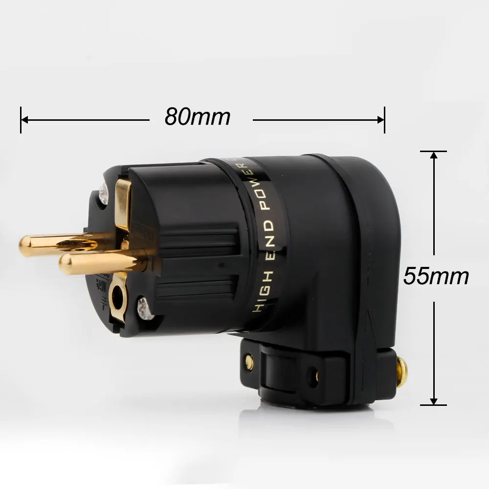 Hi-End HiFi 24K EU/US SCHUKO L-kątowe męskie wtyczka zasilania do żeńskiego C13 Socke główne złącze zasilania dla przejściówka Adapter