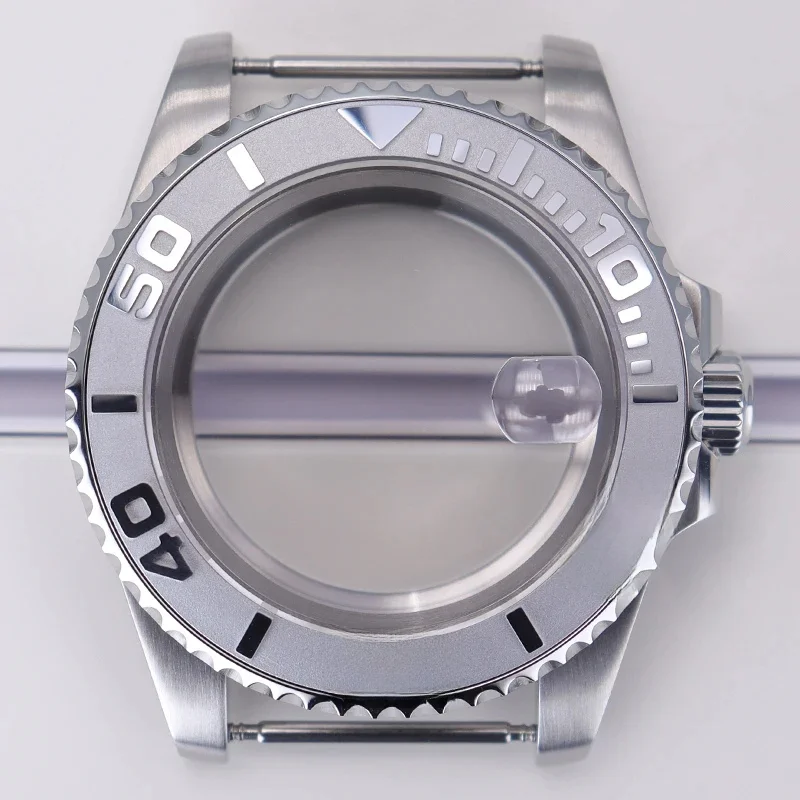 40 mm Tauchuhrengehäuse Saphirglas für Seiko NH35 NH36 NH34 NH38 2824 Miyota 8215 Automatikwerk Silber YACHT Uhrenteile