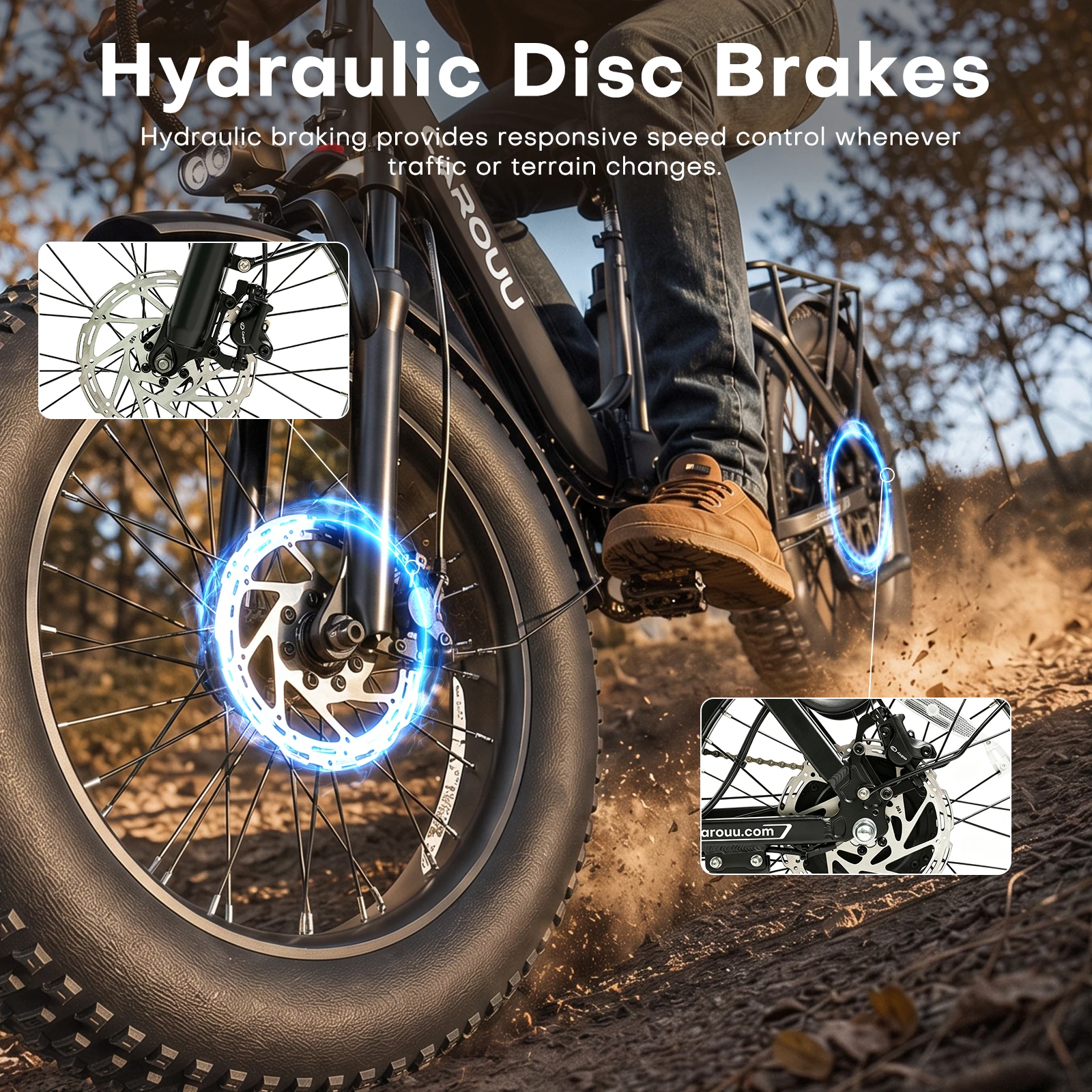 Bicicleta Eléctrica CAROUU con Batería de Gran Capacidad de 1680Wh, 48V 35Ah 250W, Autonomía de 200km, Neumáticos Anchos 20x3.0, Freno de Disco Hidráulico, Plegable, Entrega Incluida