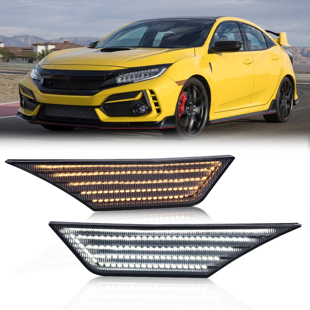 

Дымчатые светодиодные боковые габаритные огни, сигнальная лампа переключения, подходит для Honda Civic 2016-21, водонепроницаемые, снегозащитные, пылезащитные, автомобильные аксессуары