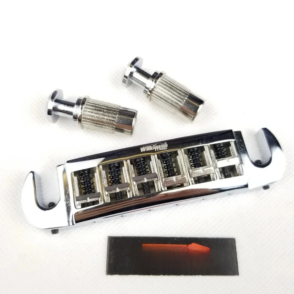 Wilkinson Verstelbare Wraparound Staartstuk Brug Voor Lespaul Lp Elektrische Gitaar Chroom Zilver WOGT3 - afbeelding 2