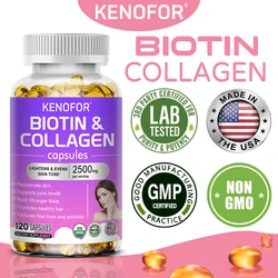 KENOFOR Biotin Collagen Supplement 2500 mg Unisex Hair Skin Nail Support 30 to 120 Capsules