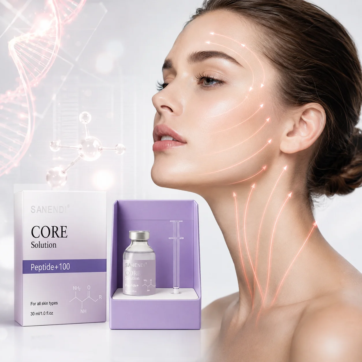 SANENDI CORE Solution Peptide Facial Serum Peptide Ampoule Skin Firming & Moisturizing Face Serum Anti-Fine Lines 30m