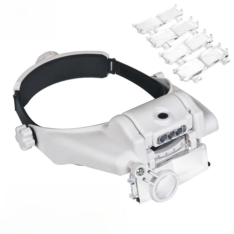 Head Mounted lornetka lupa lupa z 3led podświetlany pałąk lupa 1.5X2X2.5X2X3.5X8X do czytania — zdjęcie 2