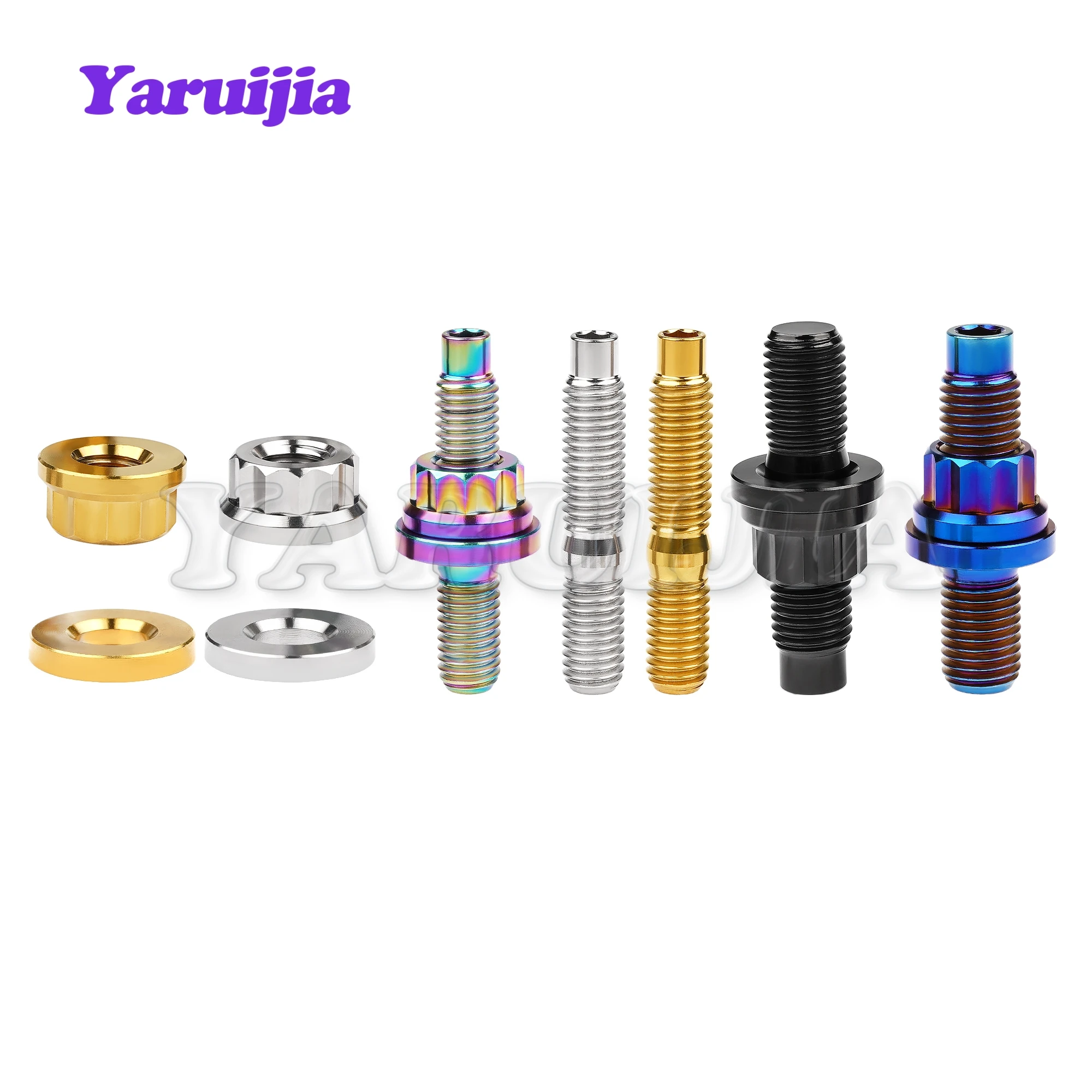 Yaruijia ไทเทเนียม Bolt M8/M10 Hex รถจักรยานยนต์น้ํามันท่อระบายน้ําสกรูหน้าแปลน Nut Universal สําหรับสายเบรค Caliper Master กระบอก