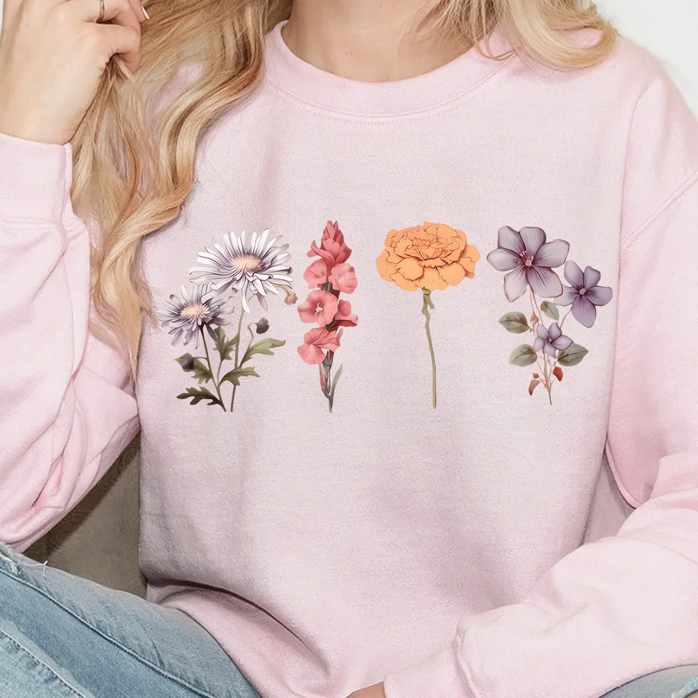 ワイルドフラワープリントスウェットシャツ植物スウェットシャツ花秋クルーネックパーカーファッション綿ルーズカジュアルトッププルオーバー