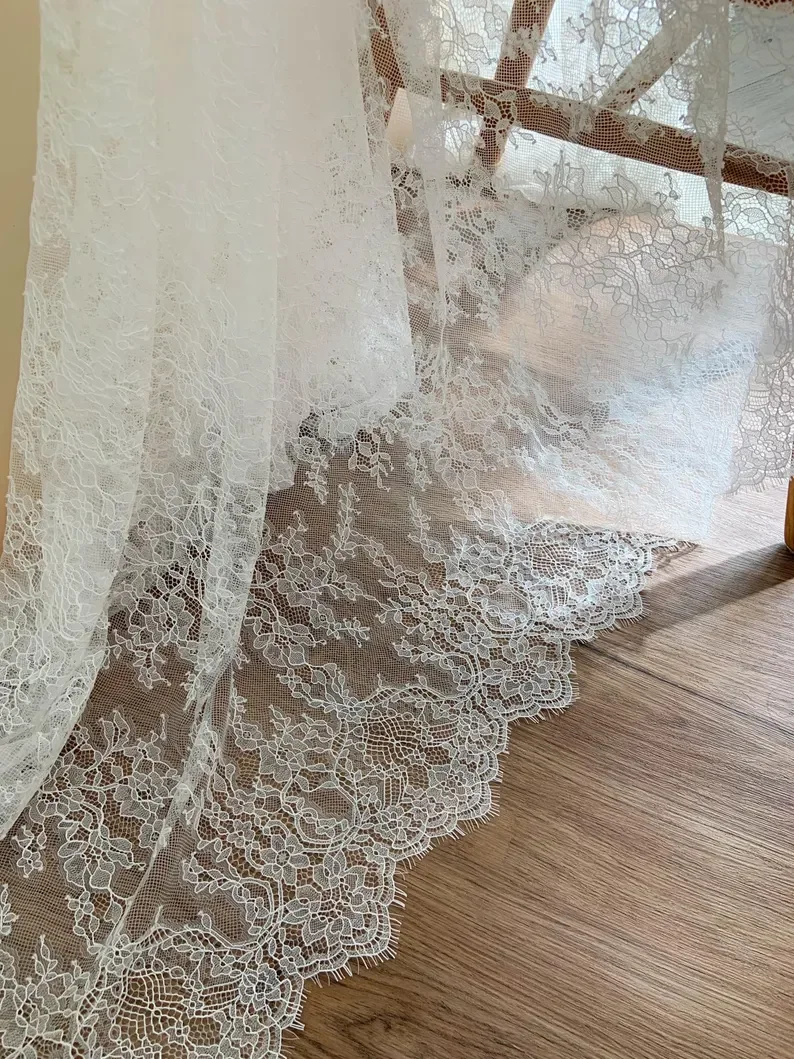 

3-метровое французское кружевное свадебное платье цвета слоновой кости, кружево для свадебной кепки, свадебного халата или нижнего белья Виктории