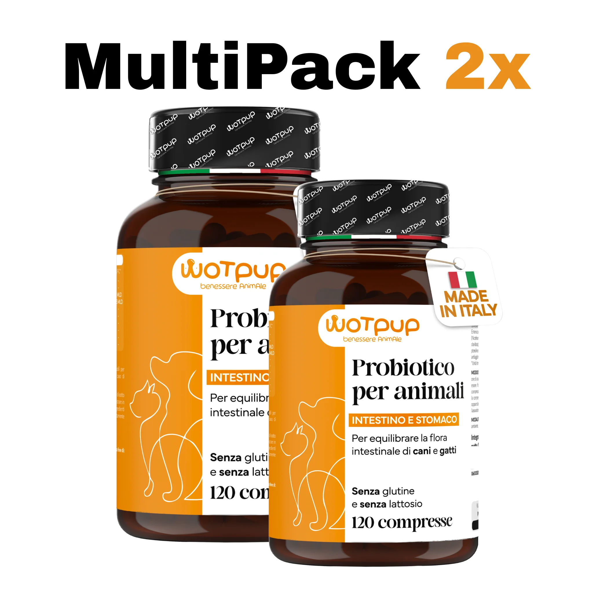 [2 STUKS PROMO] PROBIOTICA VOOR HONDEN Hoge kwaliteit, gemaakt in Italië. Melkfermenteermiddelen voor katten en honden, 120 tabletten - 4 MAANDEN voorraad. Ondersteuning bij de spijsvertering,
