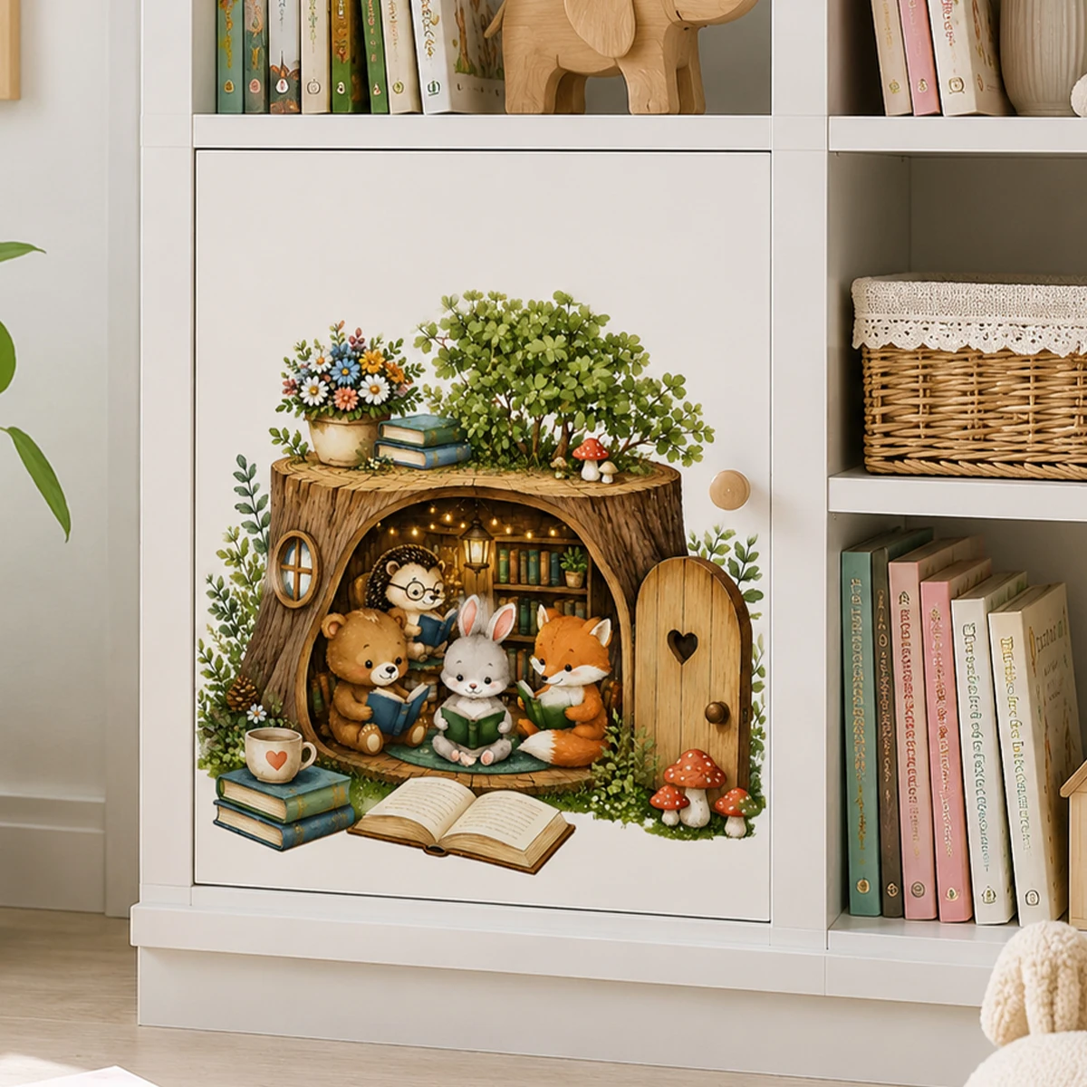 Nook Tablet Accessories - Stiker Dinding Hewan Lucu Membaca Buku