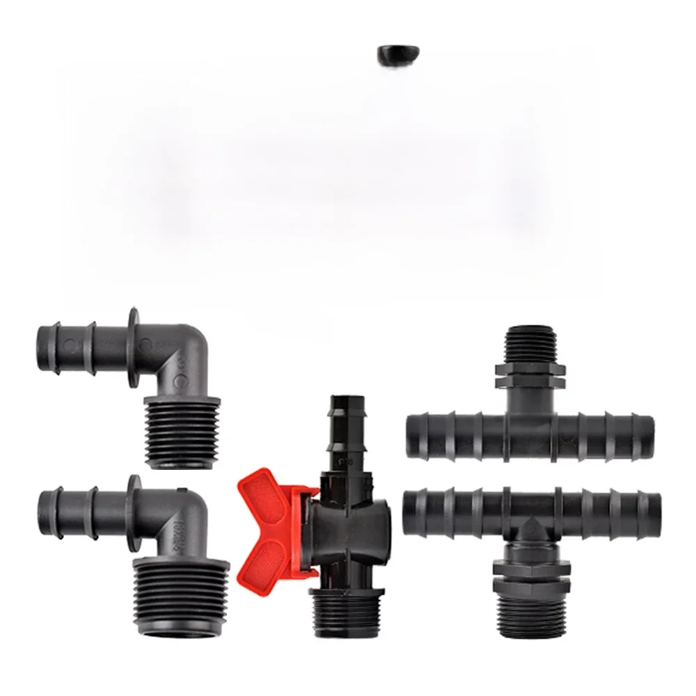 Adaptateur de connecteur de tuyau PE, filetage à barbe, système d'irrigation agricole, couremplaçant de tuyau, 1/2 po, 3/4 po, 16mm, 20mm, 25mm, 2 pièces