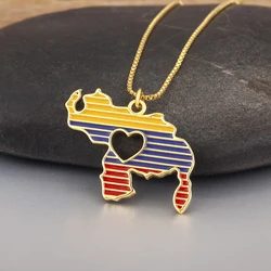 Nidin New Fashion Venezuela Map Heart Design Charm Pendant Necklace For Women Men Personality Clavicle Chain Accessories Gifts