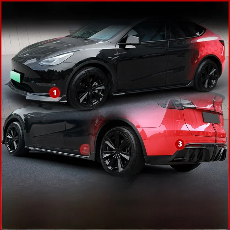 Voor Tesla Model Y 2020-2024 Em Sport Full Body Kits Tuning Abs Voorbumper Lip Side Splitter Diffuser auto Modificatio Auto - afbeelding 2