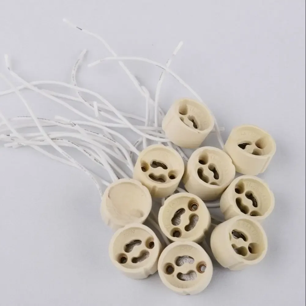 Connecteur de bande LED, douille GU10 pour ampoule halogène en céramique, support de fil de base, support de lampe, 10-100 pièces