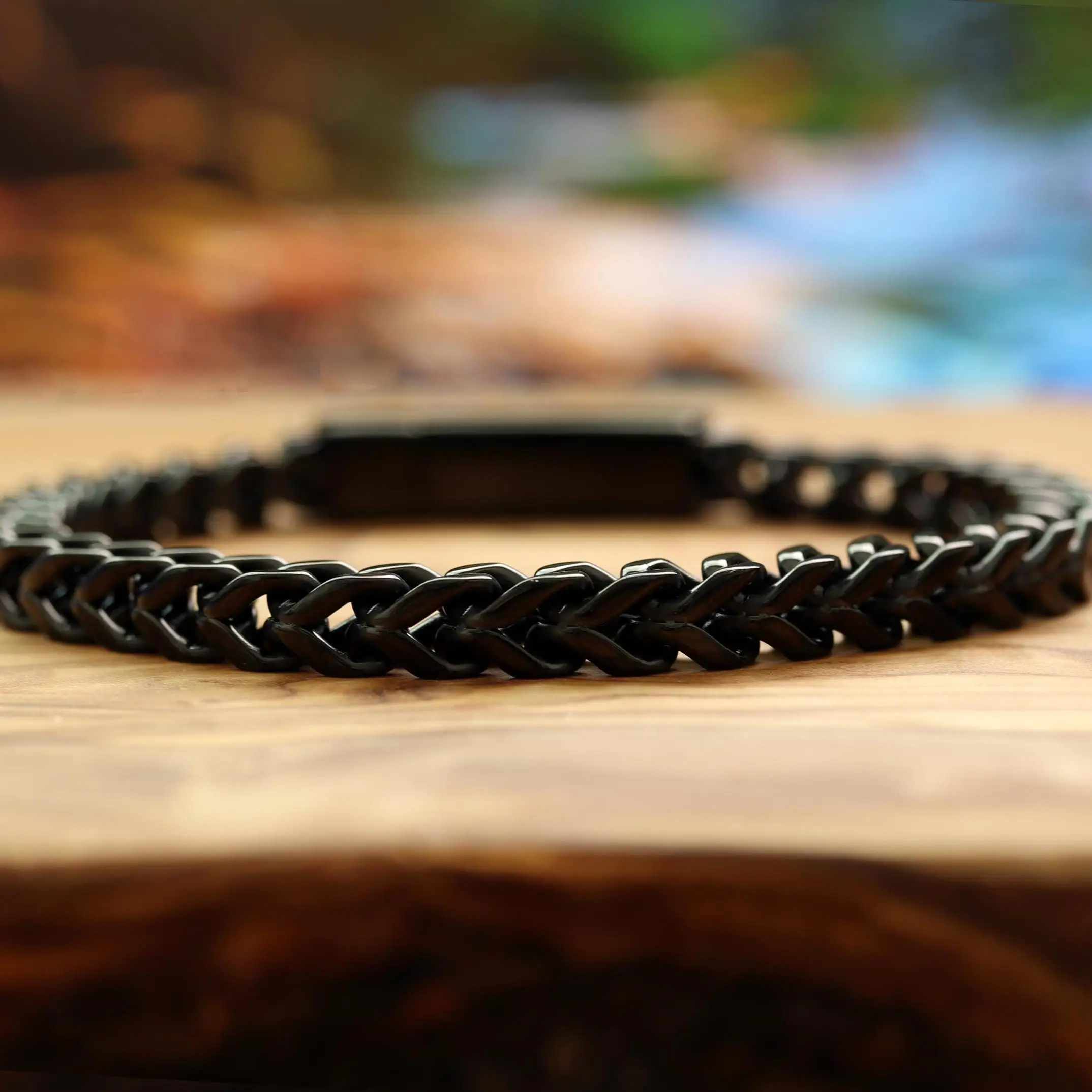 Custom Men Stainless Steel Braided Chain Bracelet Vintage Punk Wristband Jewelry Gift for Dad Husband Boyfriend