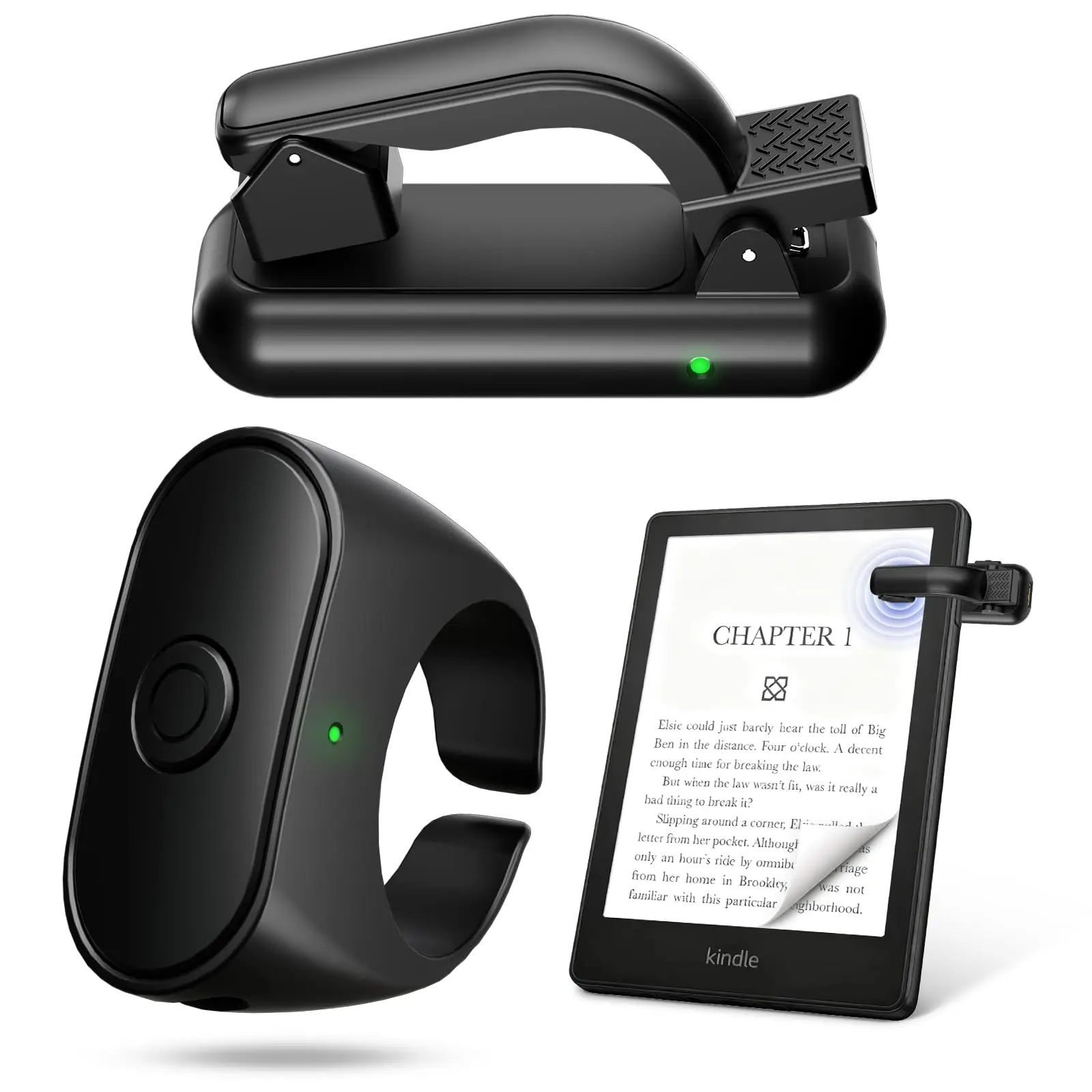 E-book Bluetooth Page Turn Ring Remote For Kindle, Portable Shutter Trigger For iPad Phone Video Take