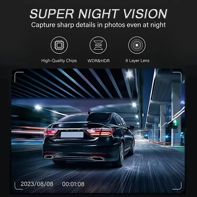 BEPOCAM 4-Linsen-Dashcam 1080P Full HD Auto-DVR Weitwinkel Eingebautes WLAN Kamera mit Schleifenaufnahme IPS-Bildschirm Nachtsicht G-Sensor – Detail 4