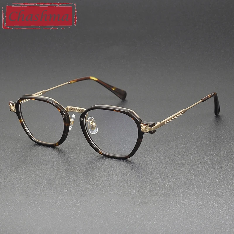 

Chashma Prescription Glasses Acetate Pure Titanium Men Women Designer Eyeglasses Frames Optical Crystal for Recipe Spectacles