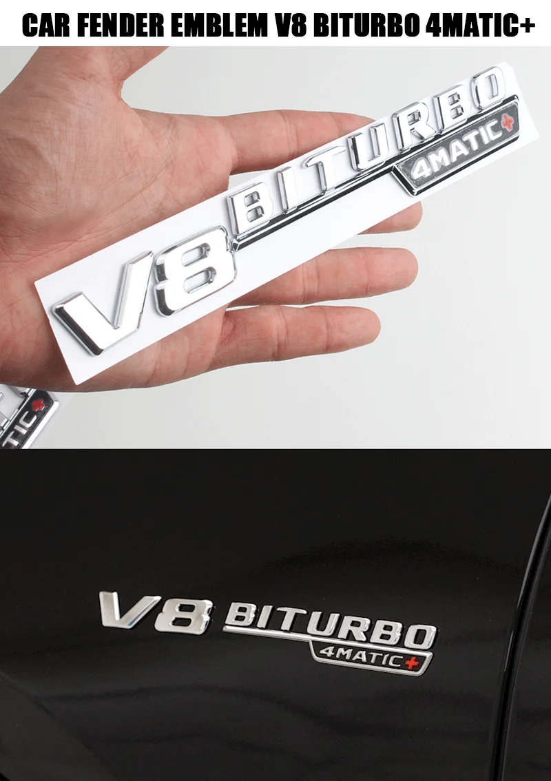 Universal Auto Kotflügel Emblem Abzeichen V8 BITURBO 4MATIC + Für Mercedes Benz W220 W201 W222 W204 W176 W124 W212 W213 W177 Zubehör – Detail 2