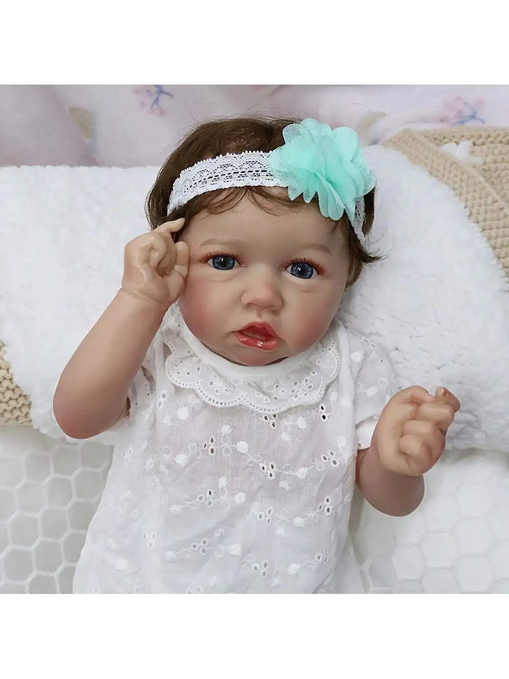 دمى أطفال حديثي الولادة نابضة بالحياة - دمية أطفال واقعية من الفينيل الناعم مقاس 18 بوصة، دمى أطفال حقيقية قابلة للوضع (دمية فقط/بدون ملحقات)