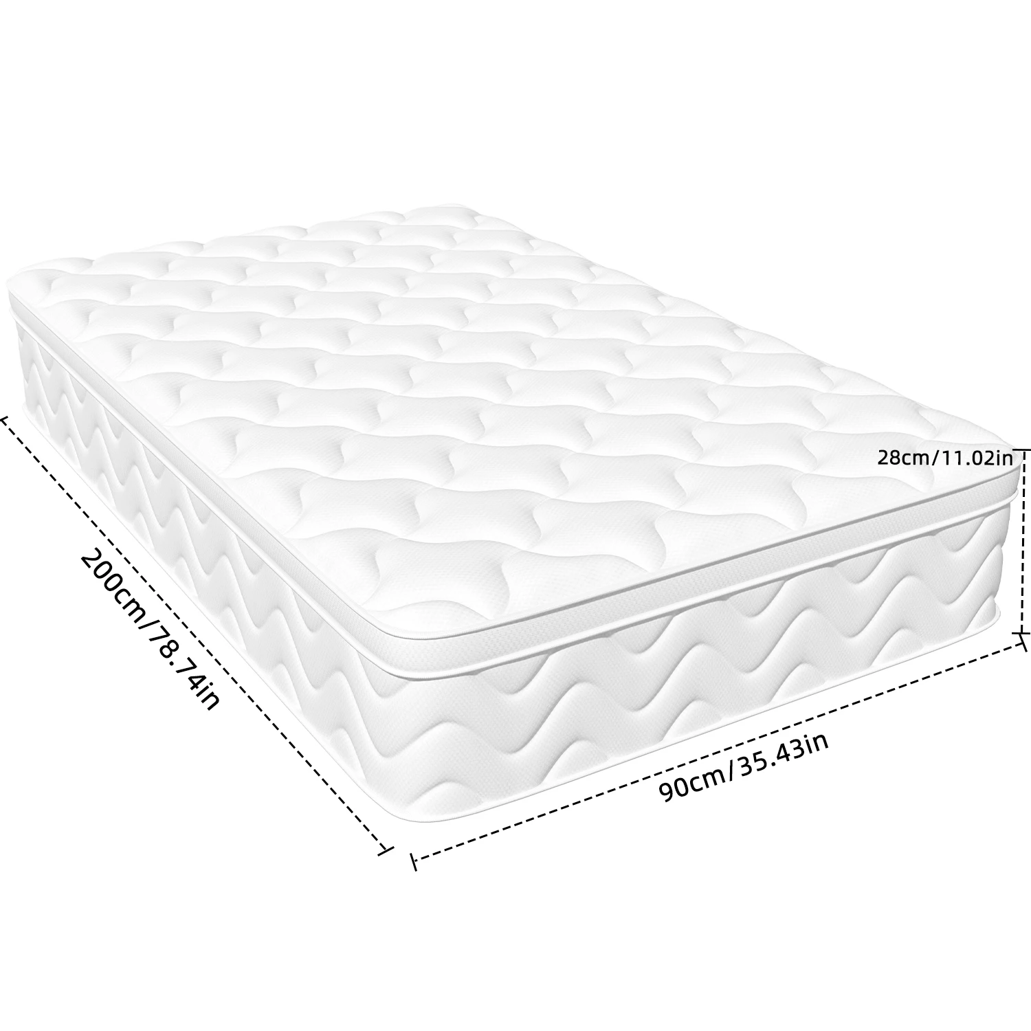 Hiazurm Matratze 90x200,Taschenfederkernmatratze,7-Zonen Federkernmatratze Matratzen,für Kinder und Erwachsene,mit Spannbettlake