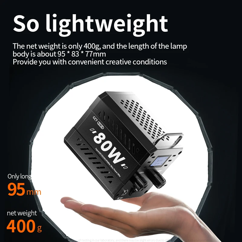 80 واط الفيديو الضوئي COB التصوير ضوء 80 واط المهنية LED ملء أضواء 2700 ~ 6500 كيلو 13500Lux/0.5 متر إضاءة الاستوديو CRI 96 + محول التيار المتردد