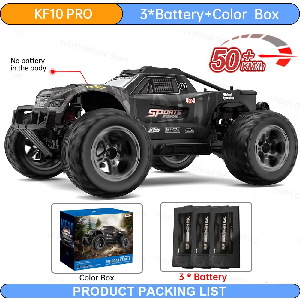 KF10 MAX 1/10 4WD 3S Hochgeschwindigkeits-Ferngesteuertes Offroad-Auto 60KM/H Bürstenloser Motor 2S KF10 PRO RC Truck Drift-Rennwagen Spielzeug Geschenke