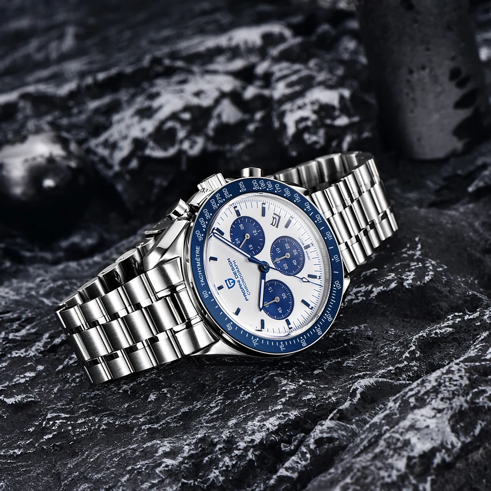 PAGANI DESIGN Neue Herren-Quarzuhr Goldene Monduhr Herren VK63 Speed Sport-Chronograph AR Saphir Leuchtend Lokaler Versand – Detail 13