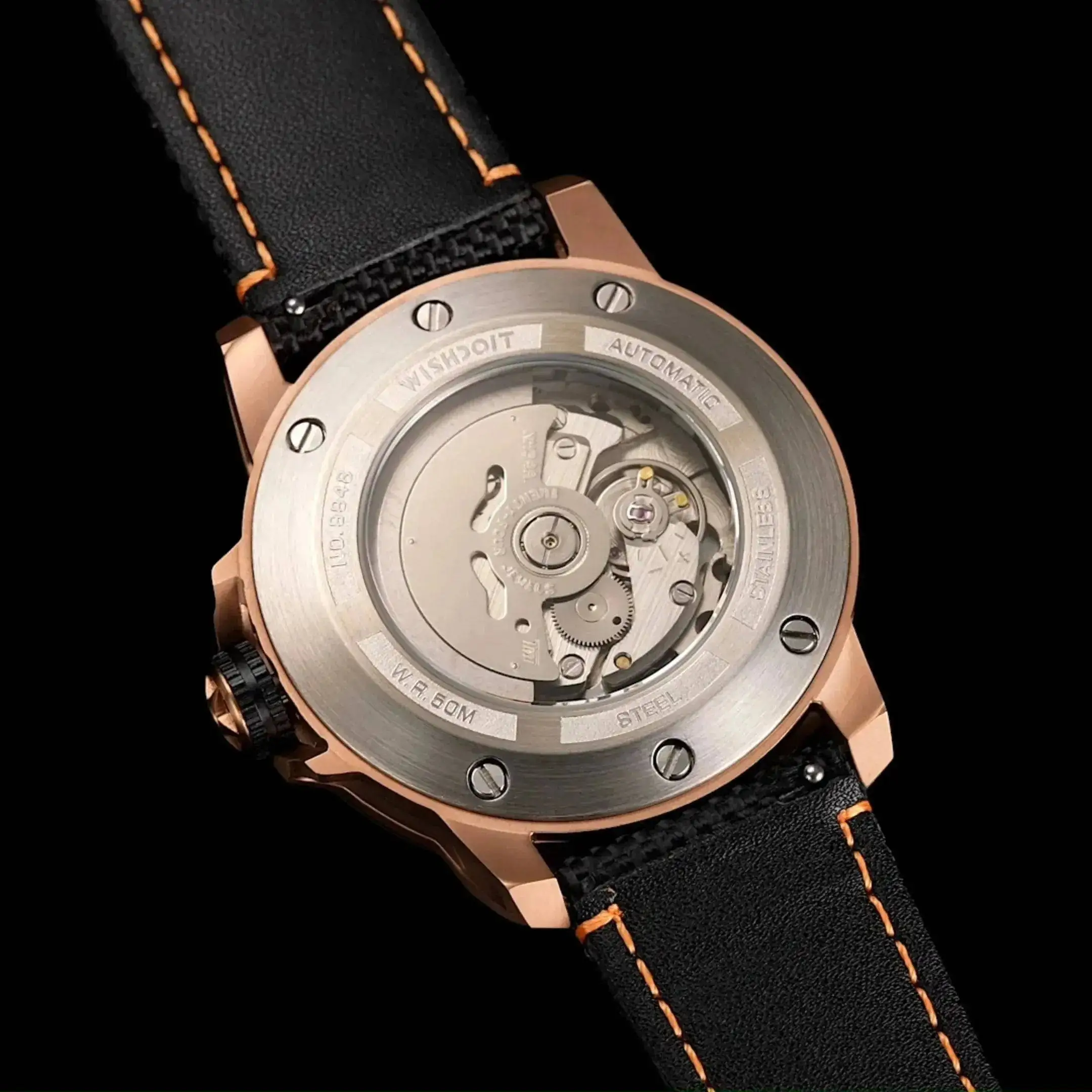 WISHDOIT NH34A GMT Automatic Mechanical Movement Advanced Business Watch Earth Dial Calendar Function With Backlight 5 ATM