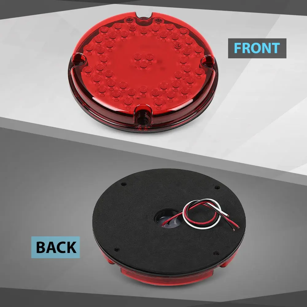 2-Pack 7inch Round Red 47-Led Tail Lights, Suitable for School Buses, Buses, Garbage Trucks, Waterproof, Snowproof, and Dustproof Vehicles