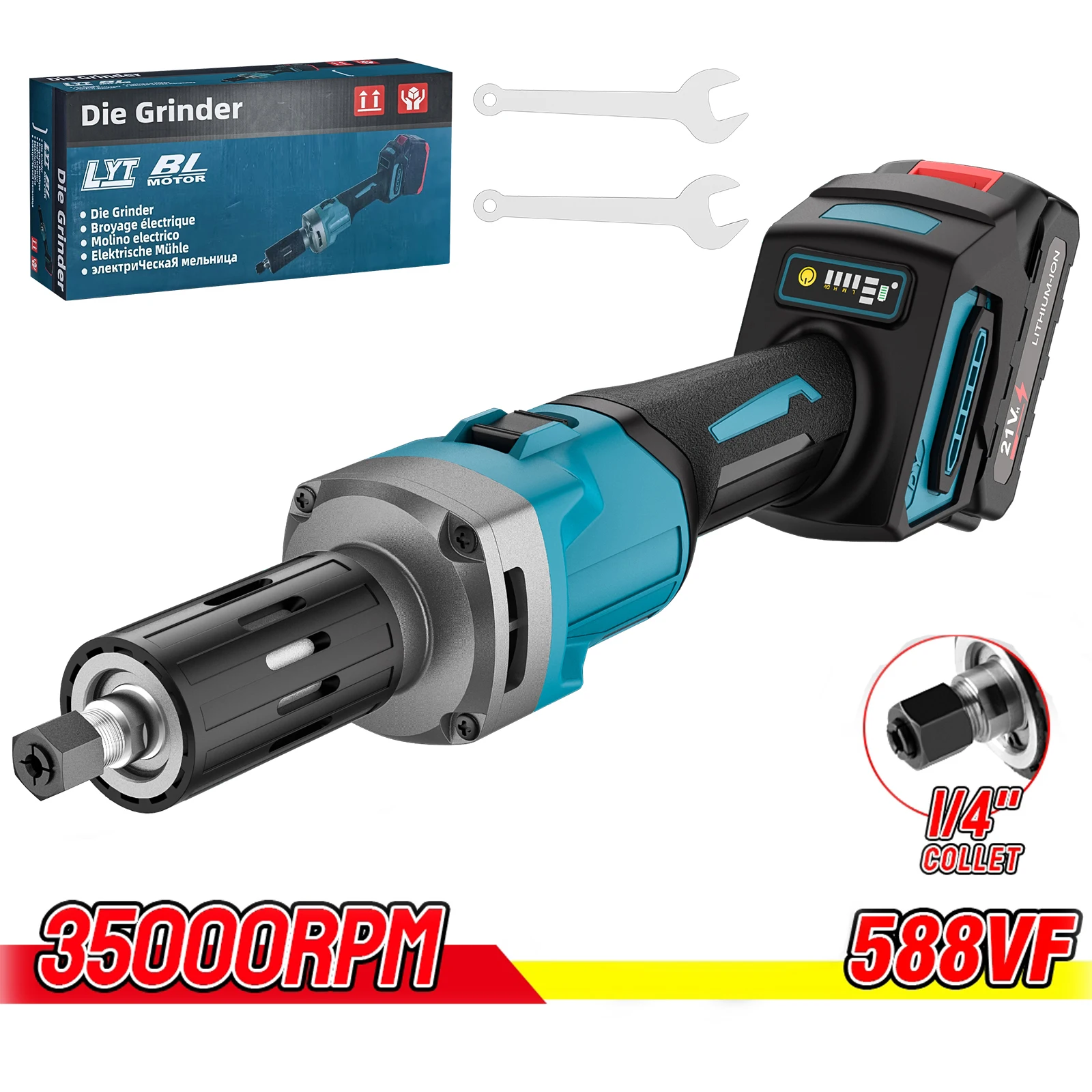Wiertarko-wkrętarka akumulatorowa bezszczotkowa 6mm 2000W 35000RPM 4-biegowa z funkcją olejowania, do akumulatorów Makita 18V