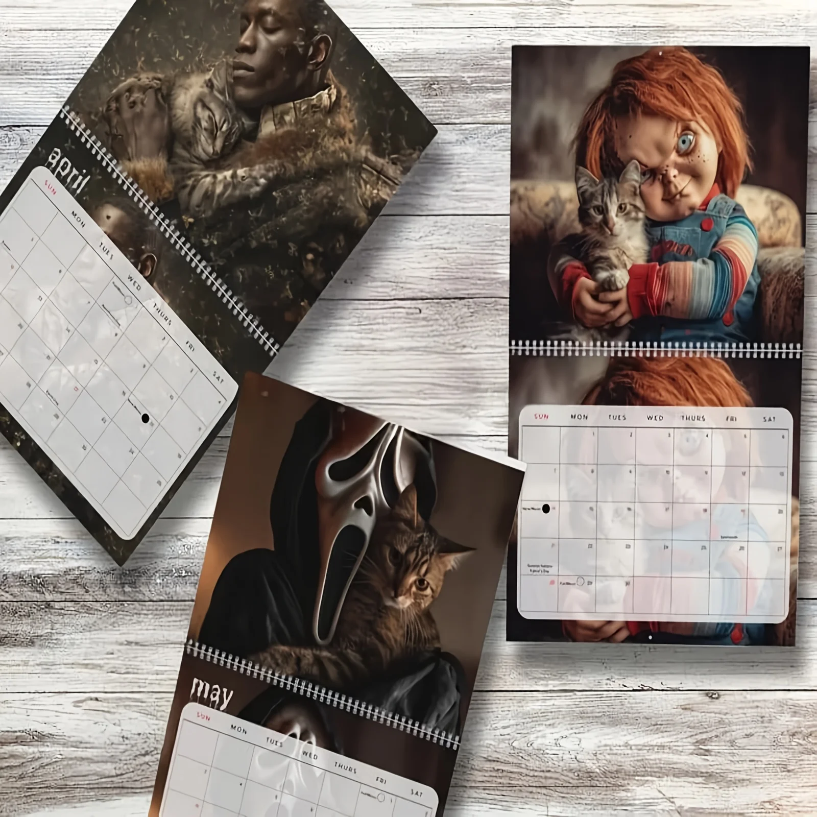 1pc2026Calendario gatto horror, etichetta12Design elegante e semplice con datteri mensili e pennarelli natalizi