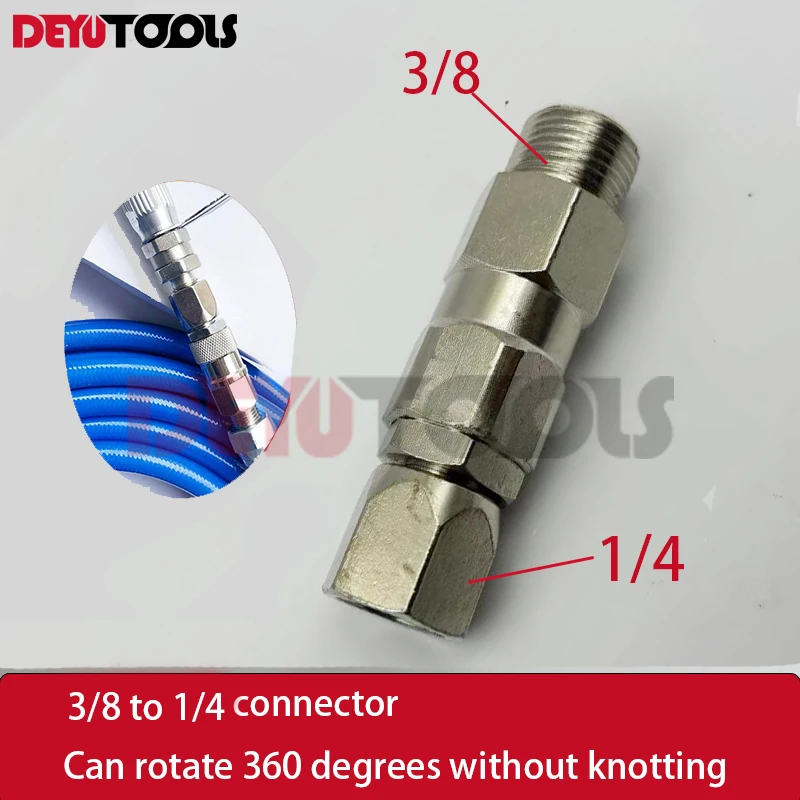 Aço inoxidável Airless de alta pressão pistola mangueira, articulação giratória, adequado para máquinas de pintura em spray, 3/8 pol, 4 pol