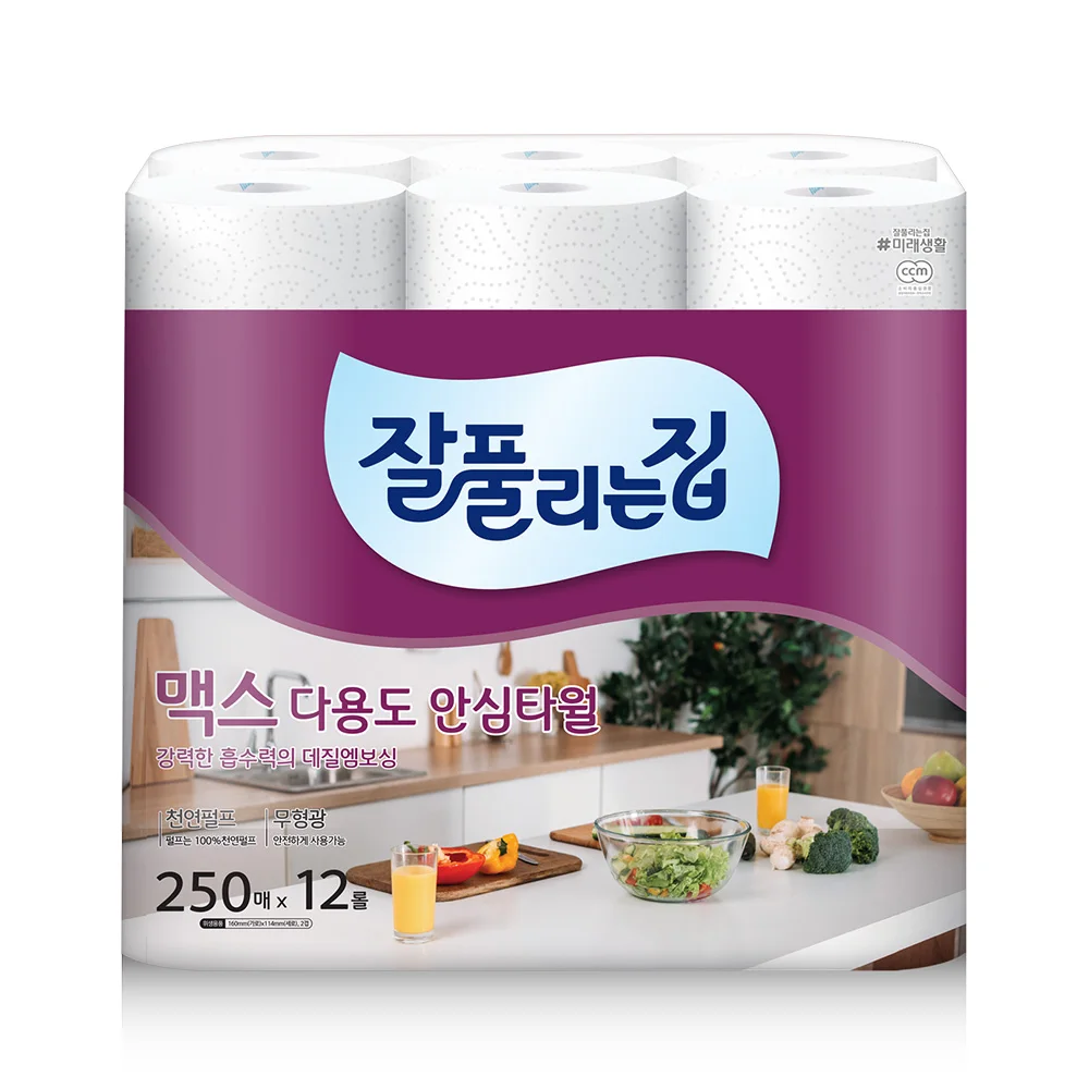 잘풀리는집 맥스 다용도 키친타월 250매 12롤 1팩