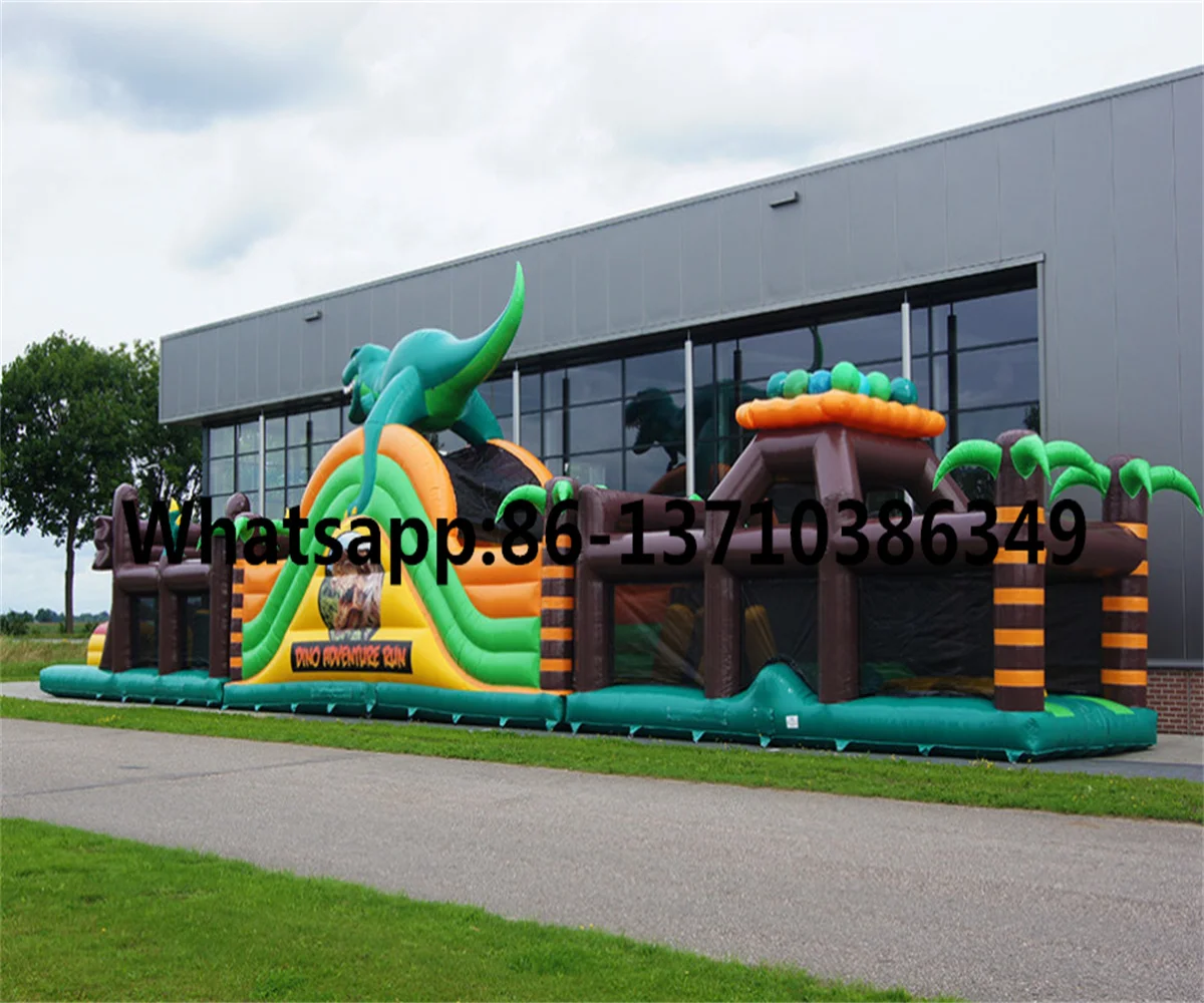 Factory hot-selling commercial adult children's jungle dinosaur inflatable Obstacle course slide BD-040