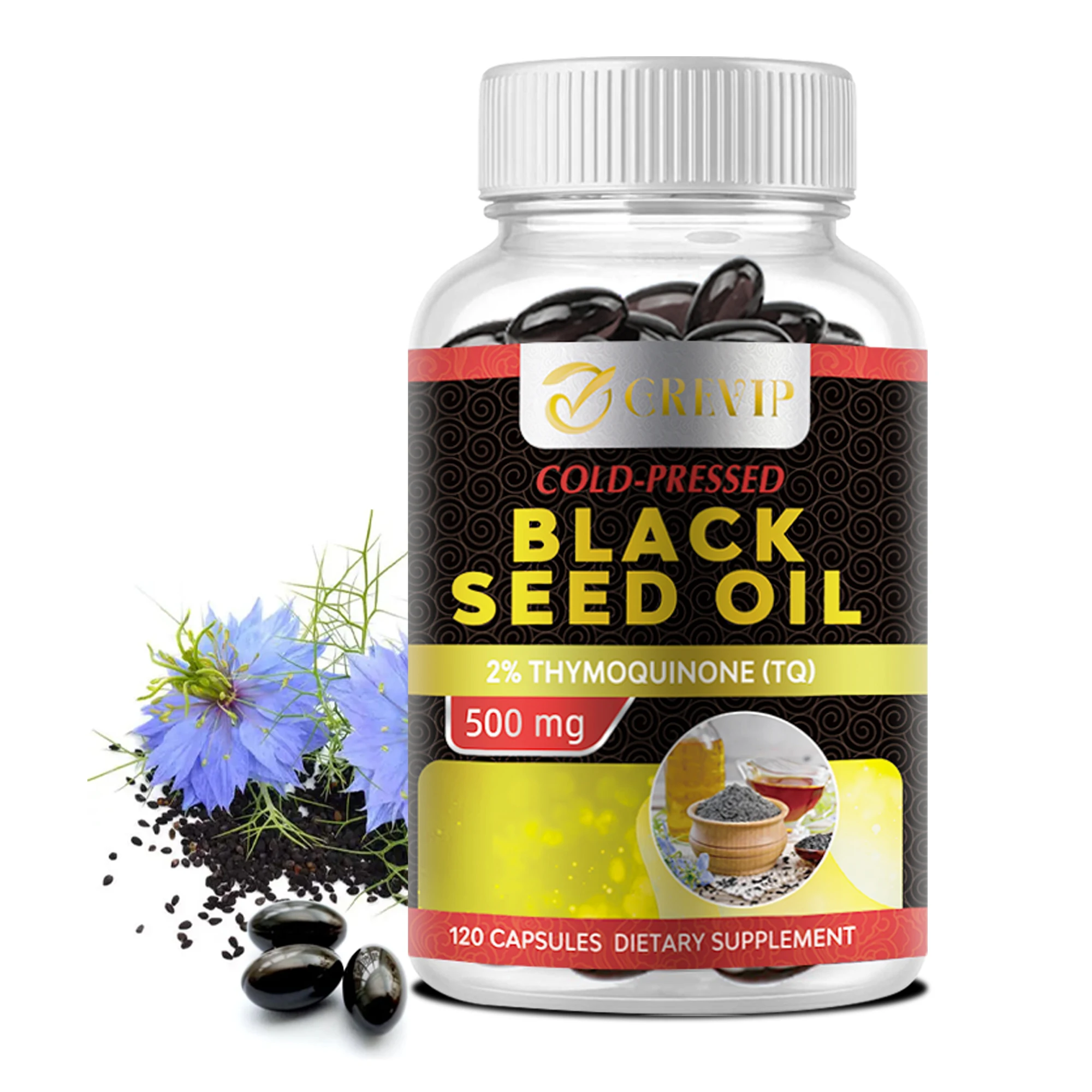 Cápsulas de aceite de semilla negra, mejora la digestión, cabello, piel, articulaciones, salud inmunológica, antioxidantes, 120 cápsulas