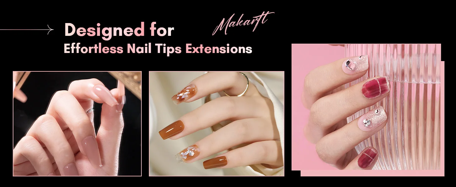 Makartt Künstliche Nagelspitzen 500 Stück Mandelform Vollabdeckung Gel-Spitzen Falsche Acrylnägel Stiletto Coffin Press-on Nägel Klar Natürlich – Detail 2