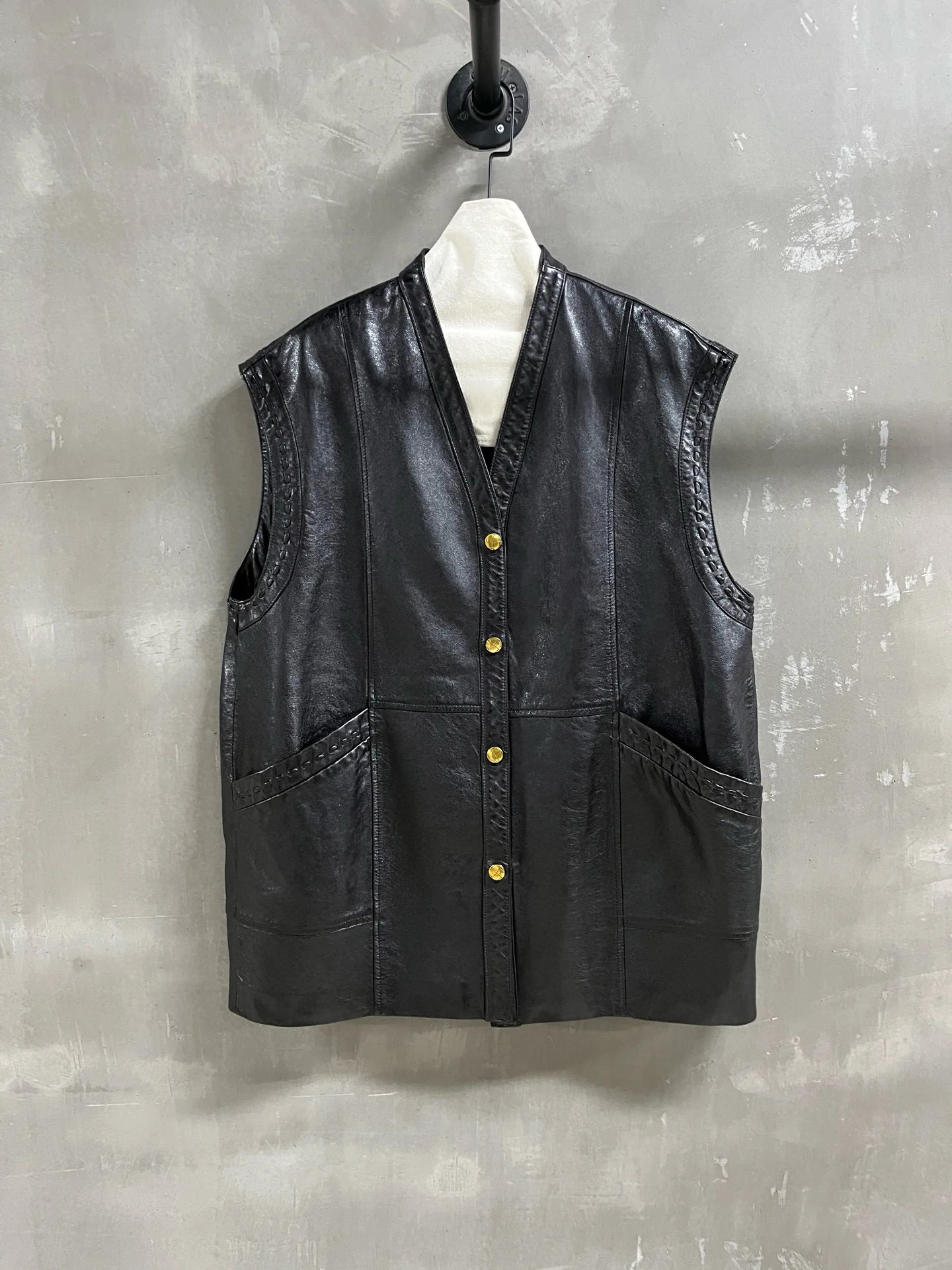 Autumn women's elegant minimal fashionable genuine leather sheepskin vest