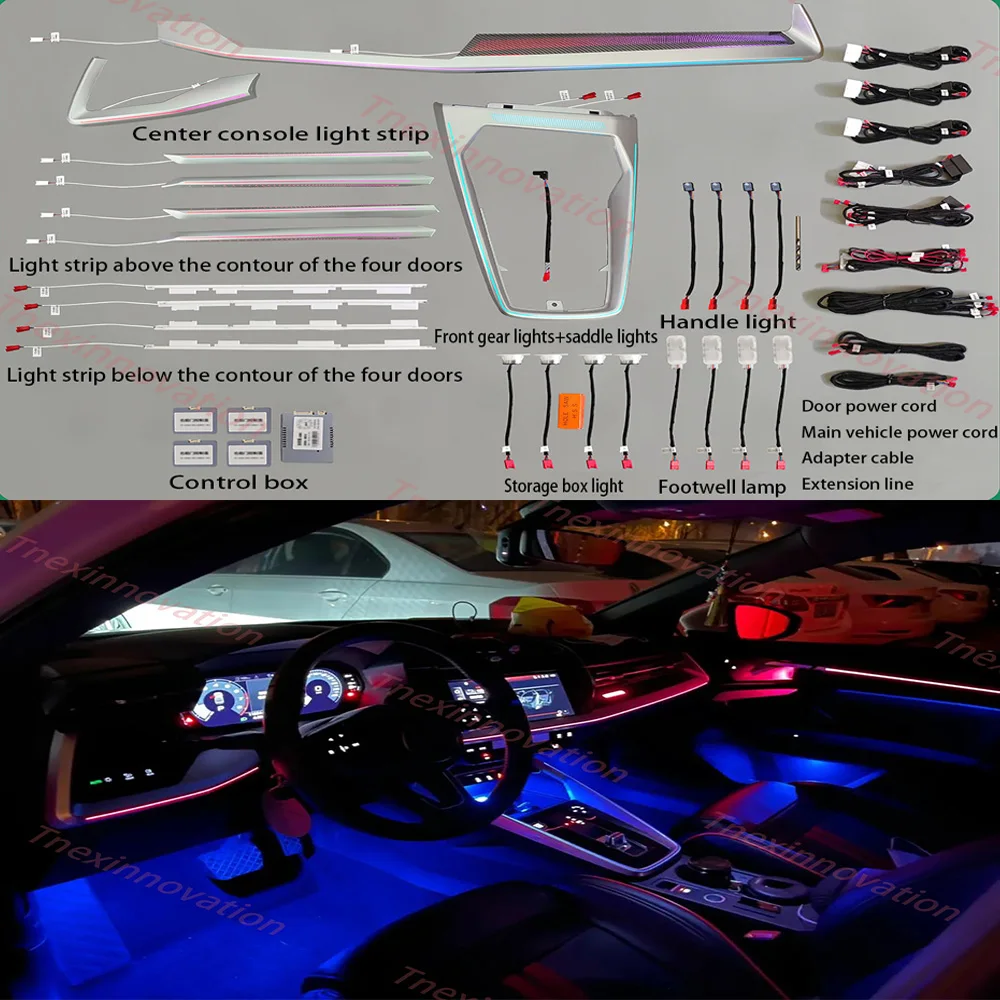 for 2021-2024 Audi A3 30 color ambient lighting, seven piece mold set with 26 light illusions/full configuration