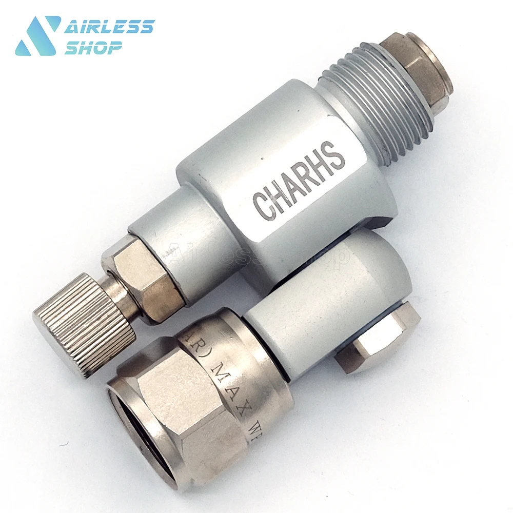 Válvula de cierre Charhs 287030 CleanShot, válvula antisaliva para pistolas de pulverización de pintura sin arco de tamaño de 7/8 pulgadas, adaptador