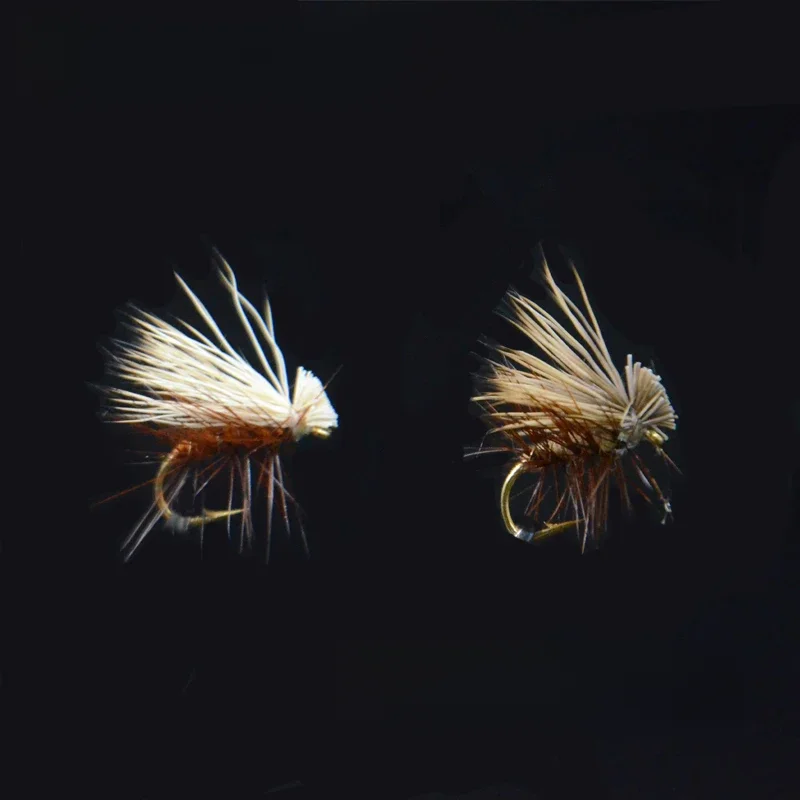 6 sztuk 14 # brązowy/Tan ełk włosów Caddis fly fishing suche muchy 2style dorosłych caddisflies/stoneflies przynęty uderzające steelhead grayling — zdjęcie 2