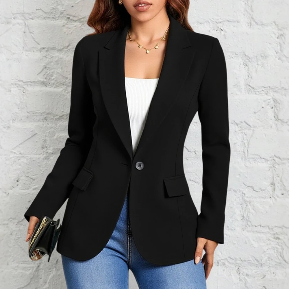 

Mia Muse Autumn Professional Blazers 2025 Women's Elegant Lapel Long Sleeve Slim Single Casual Coat Button Office Wear Blazers